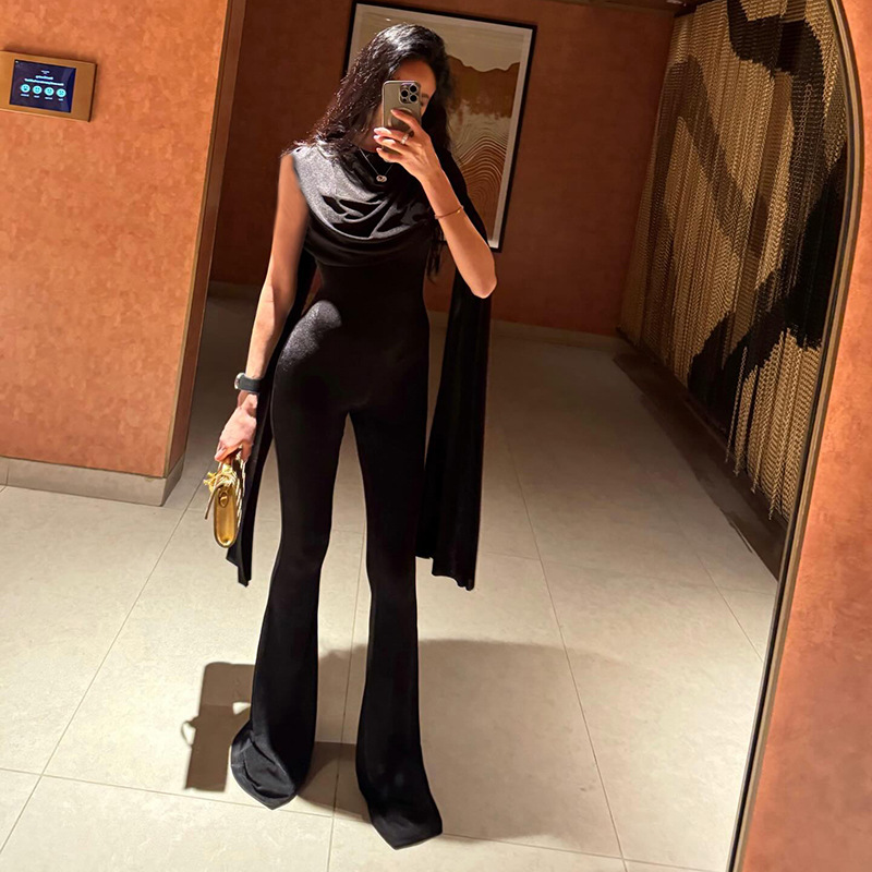 Women'S Formal Jumpsuit Evening Wear - Mono negro sexy sin mangas para