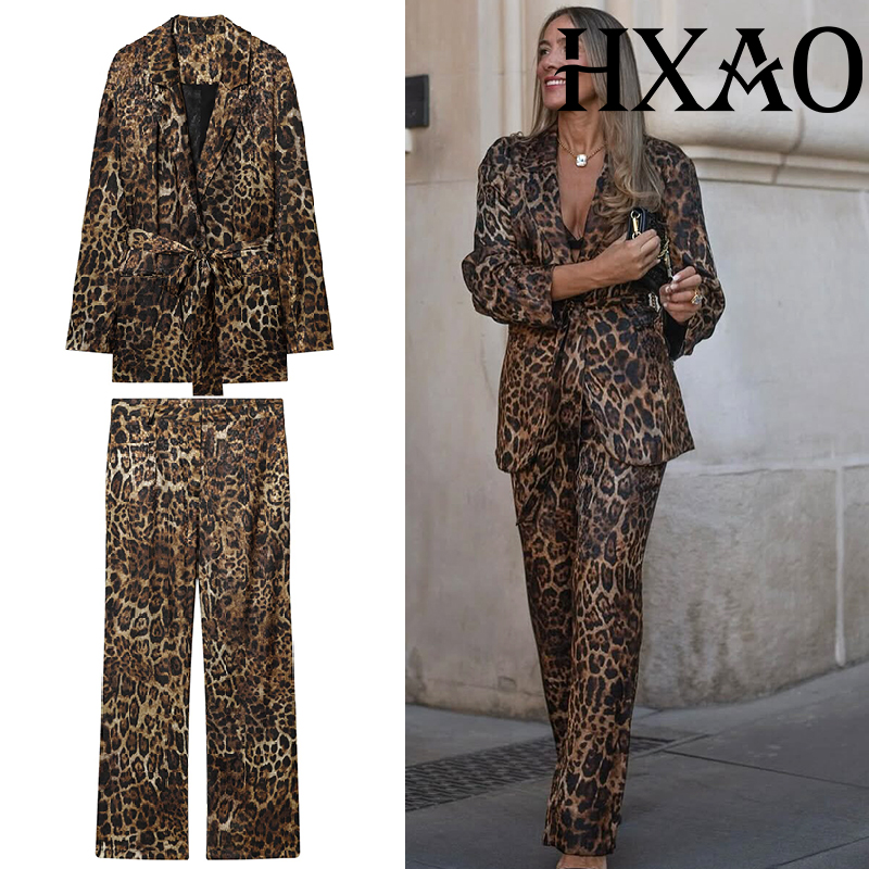 Woman Formal Wear - HXAO Conjuntos de pantalones de leopardo,