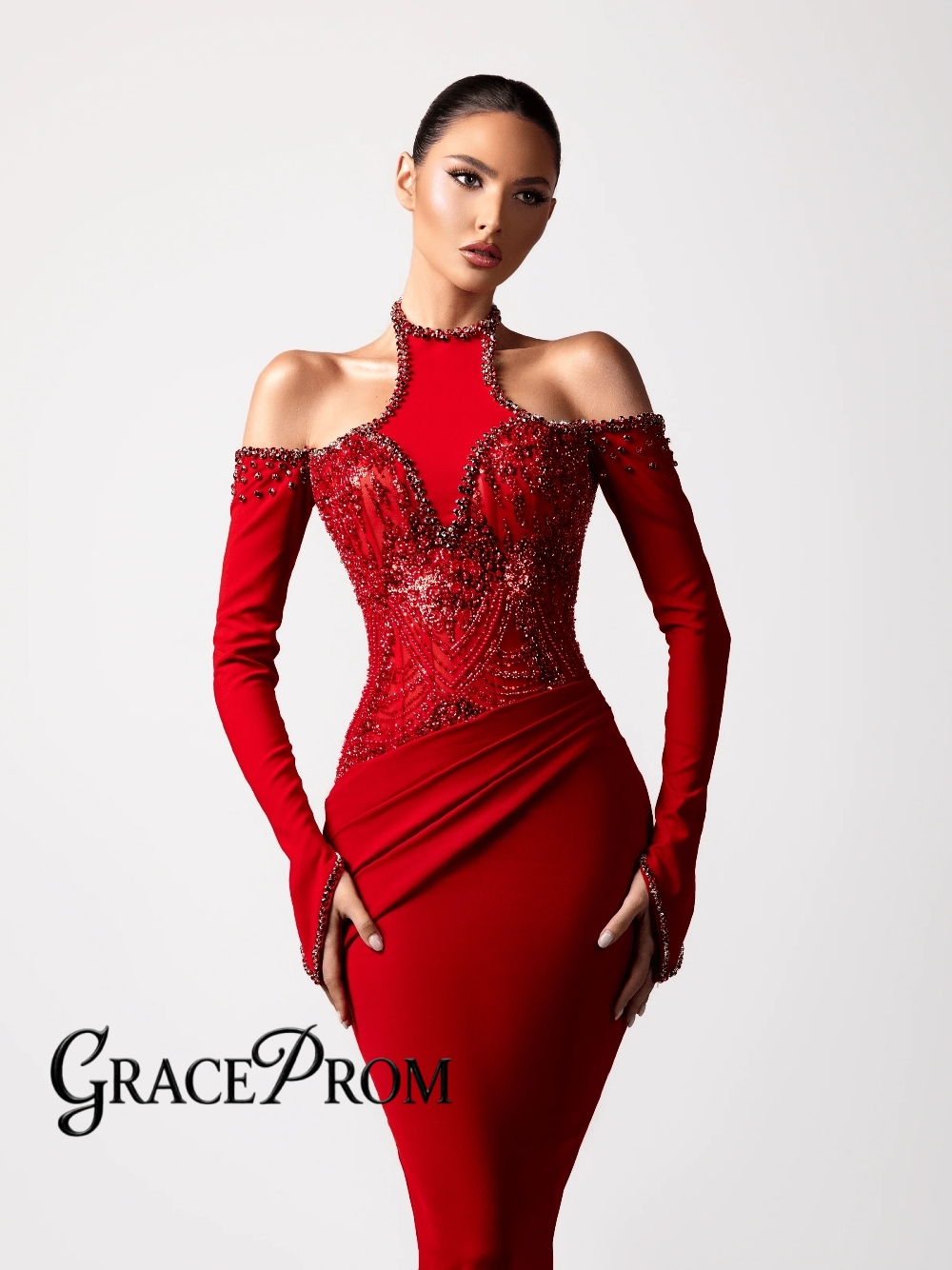 Formal Gala Wear Women - Vestido de Noche Rojo Sexy con
