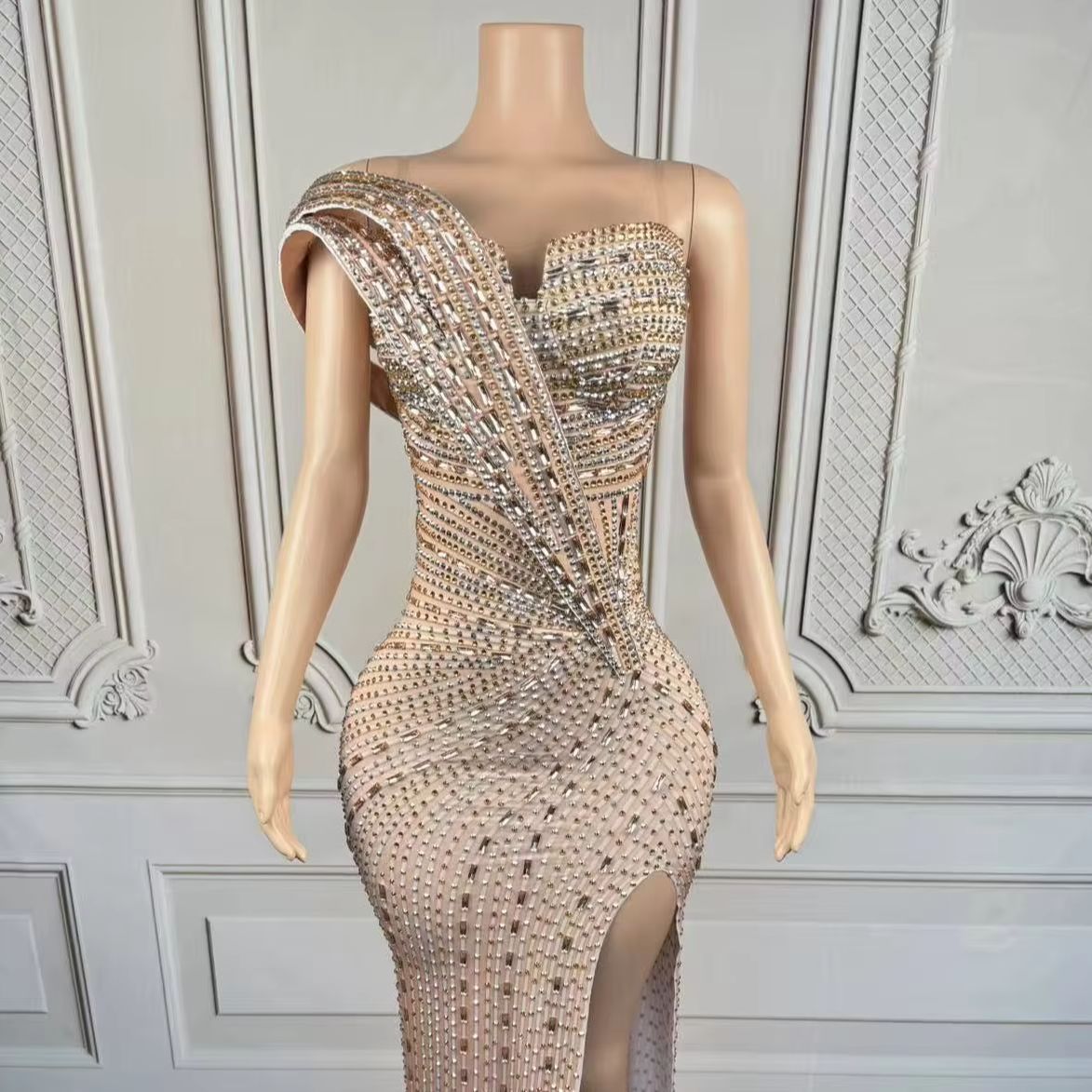 Women Formal Wear Photoshoot - Xiangbin-vestidos largos formales con cristales brillantes,