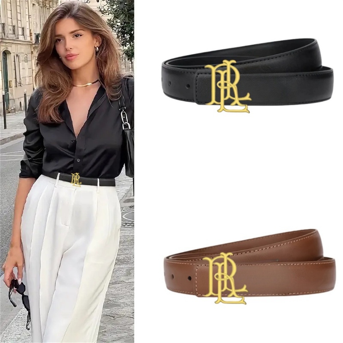 Women Luxury Formal Wear - Cinturón Elegante de Cuero PU Delgado
