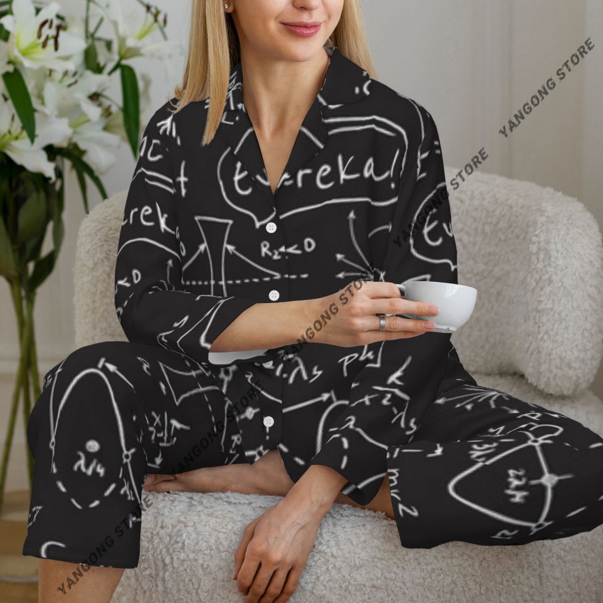 Monochrome Suit Set - Ropa de dormir para mujer, pijamas