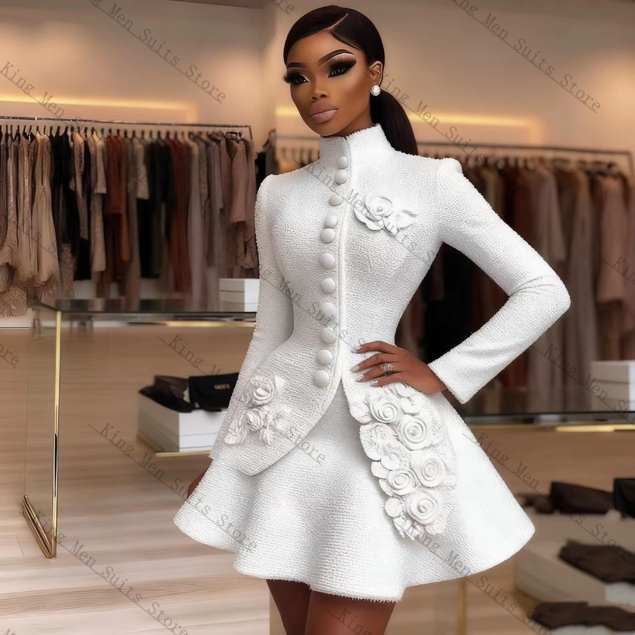 Women Luxury Formal Wear - Conjunto de traje blanco de lujo