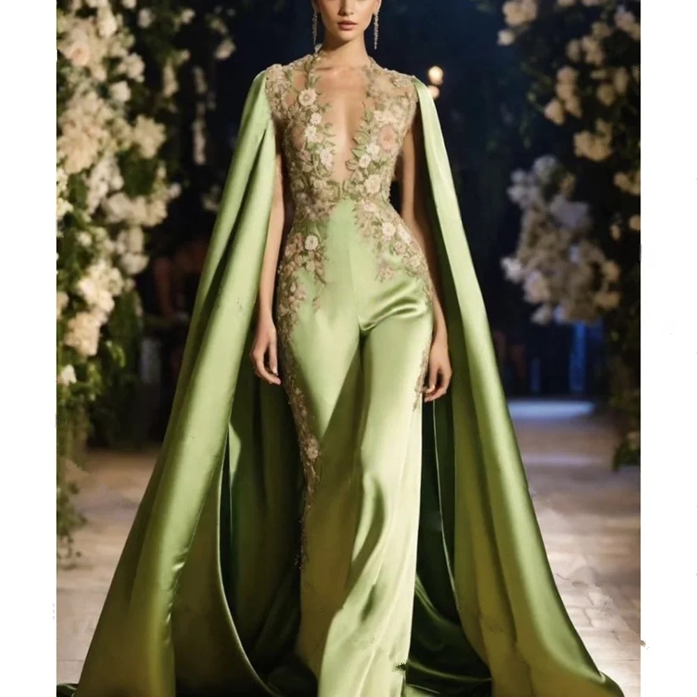 Women'S Formal Jumpsuit Evening Wear - Mono de fiesta verde elegante con