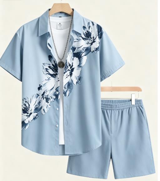 Monochrome Suit Set - Conjunto coordinado para hombre con gráfico