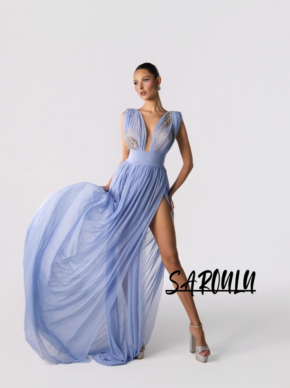 Formal Gala Wear Women - Vestido de Noche Azul Claro Sexy