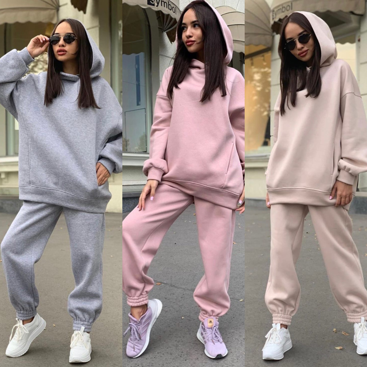 Monochrome Suit Set - Conjunto de Sudadera con Capucha Monocromática,