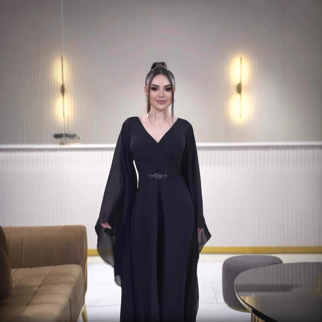 Arabia negro mujer mono vestid - Women'S Formal Jumpsuit Evening Wear reseña y precio