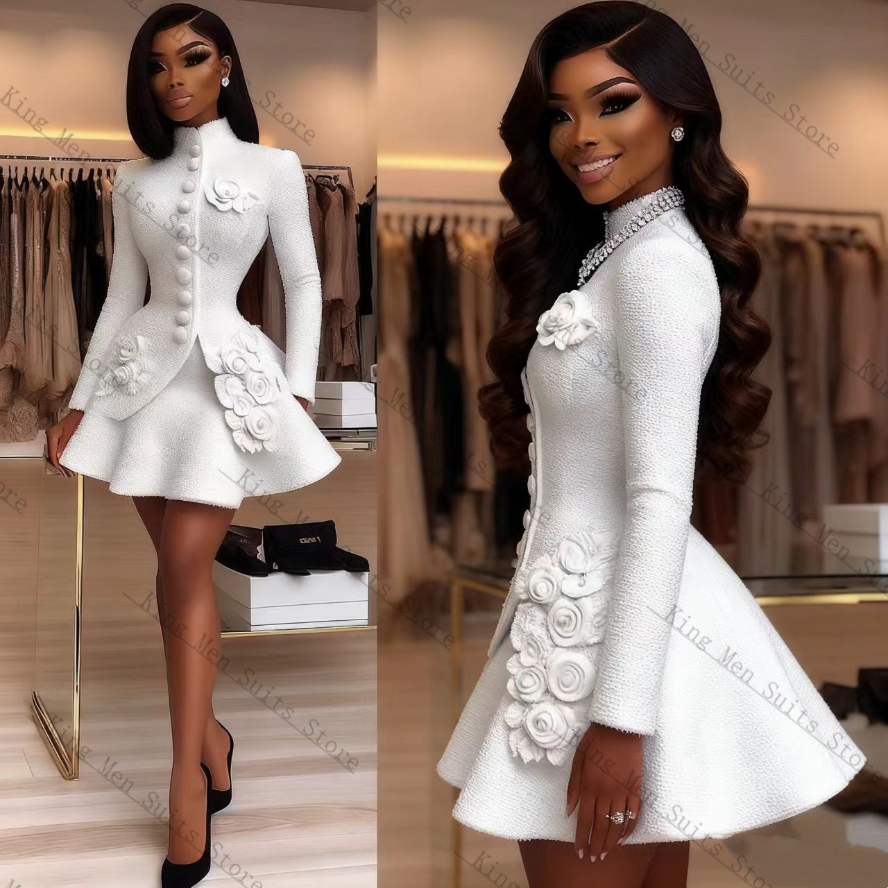 Conjunto de traje blanco de lu - Women Luxury Formal Wear reseña y precio