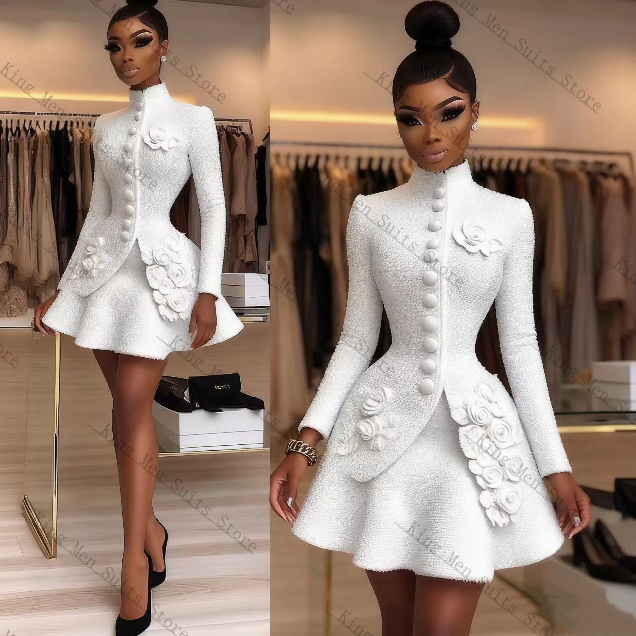 Conjunto de traje blanco de lu - Women Luxury Formal Wear reseña y precio
