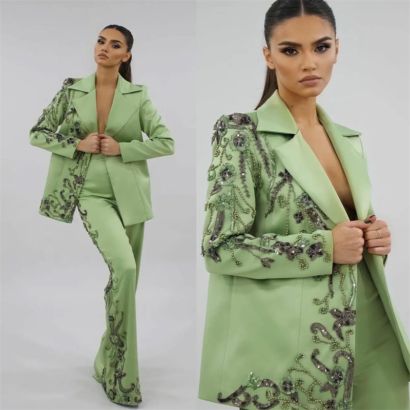 Conjunto de trajes de satén ve - Women Luxury Formal Wear reseña y precio