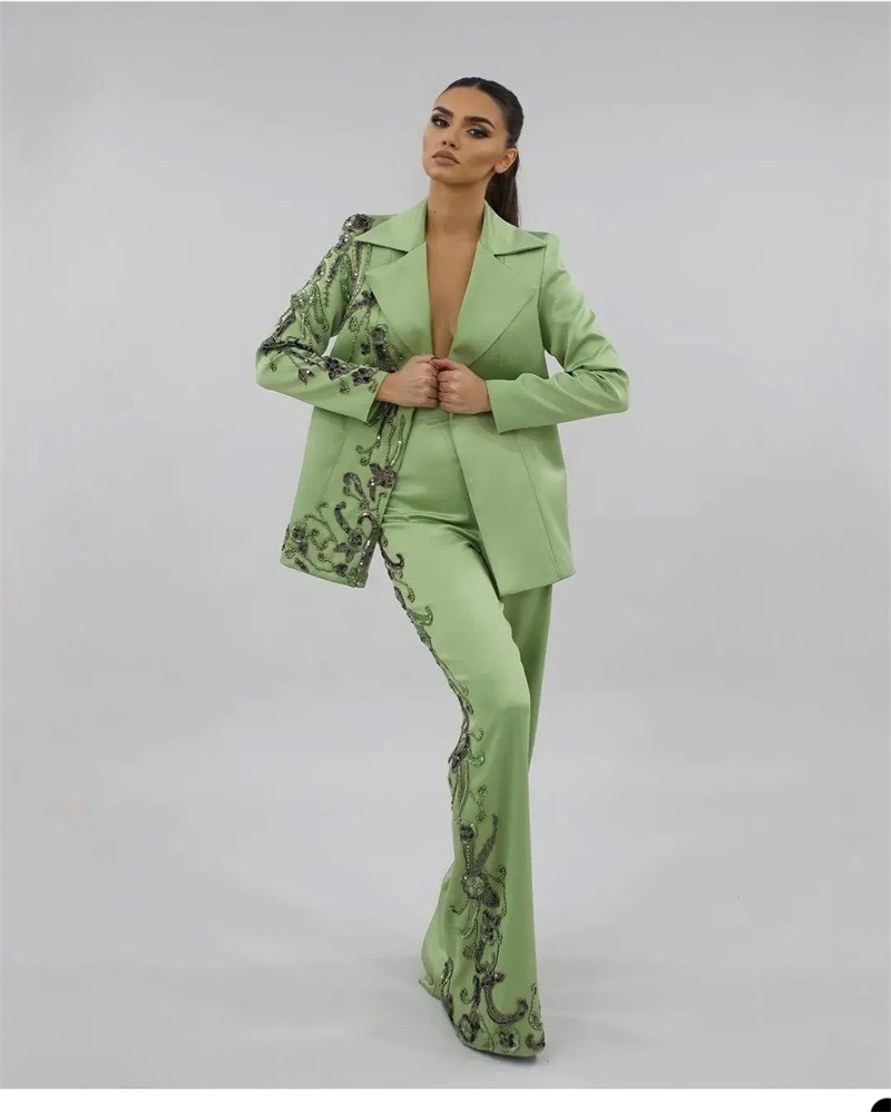 Conjunto de trajes de satén ve - Women Luxury Formal Wear reseña y precio