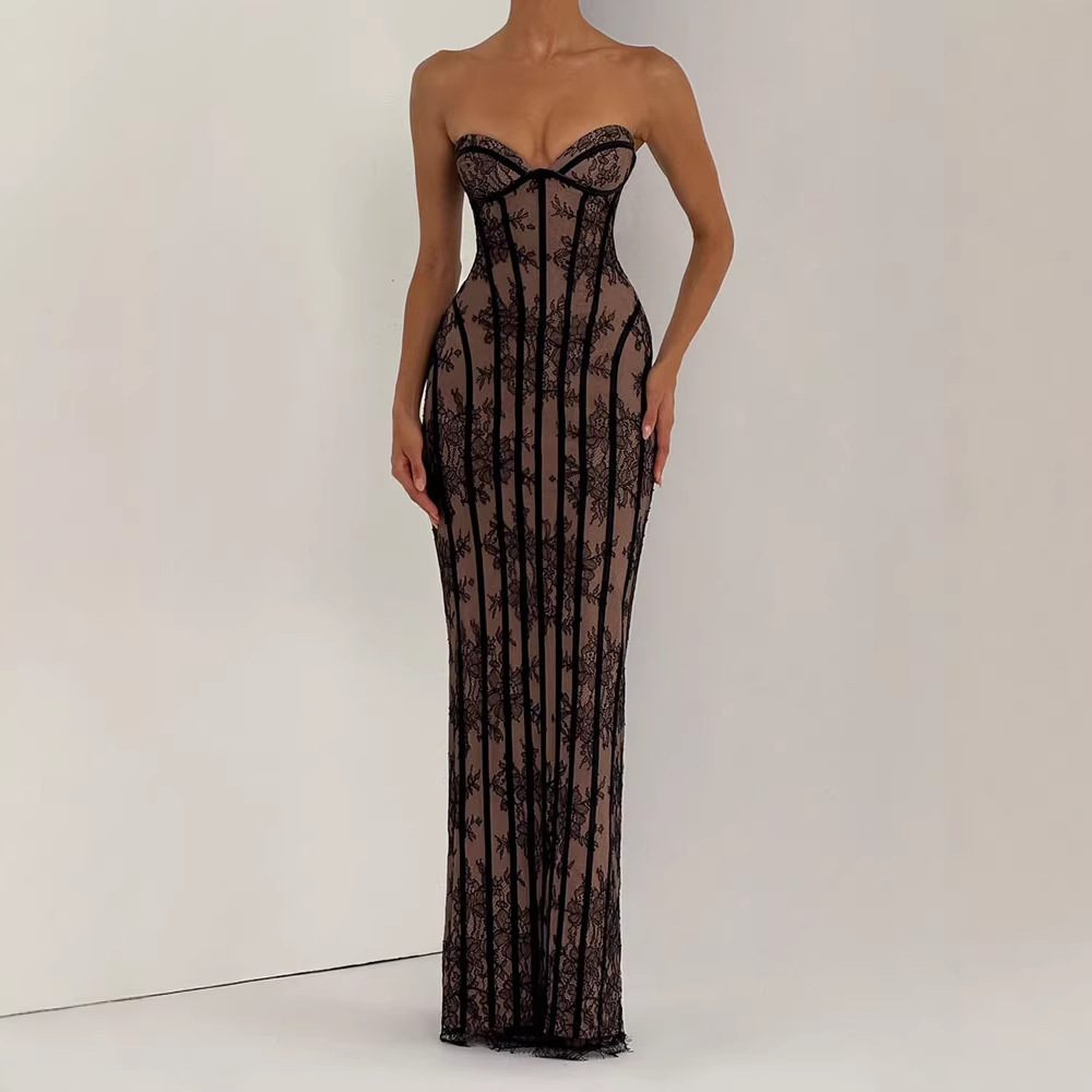 Vestido Maxi Ajustado sin Tira - Woman Formal Wear reseña y precio
