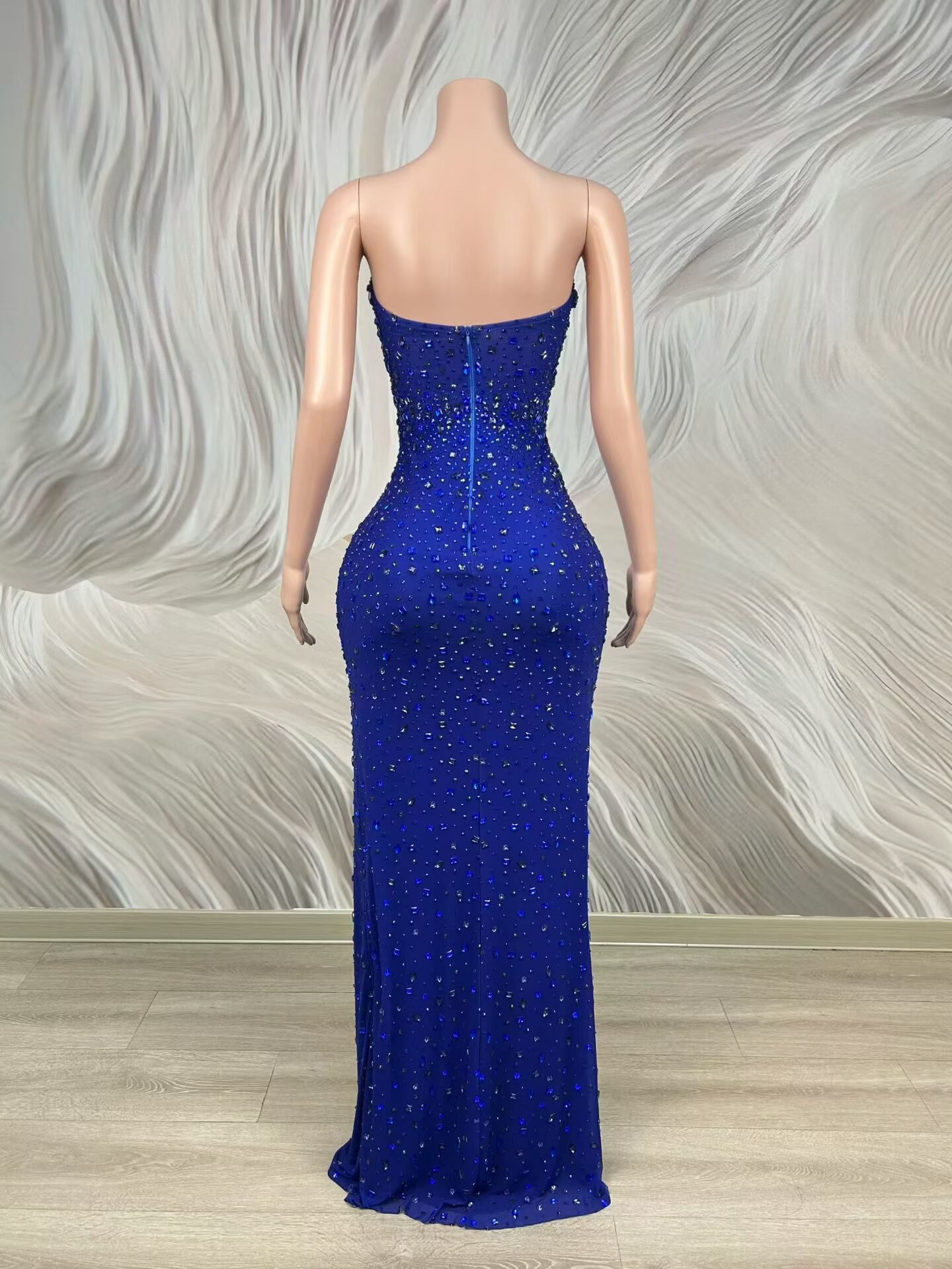 Vestido de Noche Azul Brillant - Formal Gala Wear Women reseña y precio